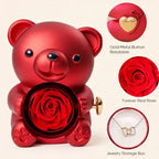 Rotating Bear with Real Preserved Rose – Elegant Gift for Every Occasion