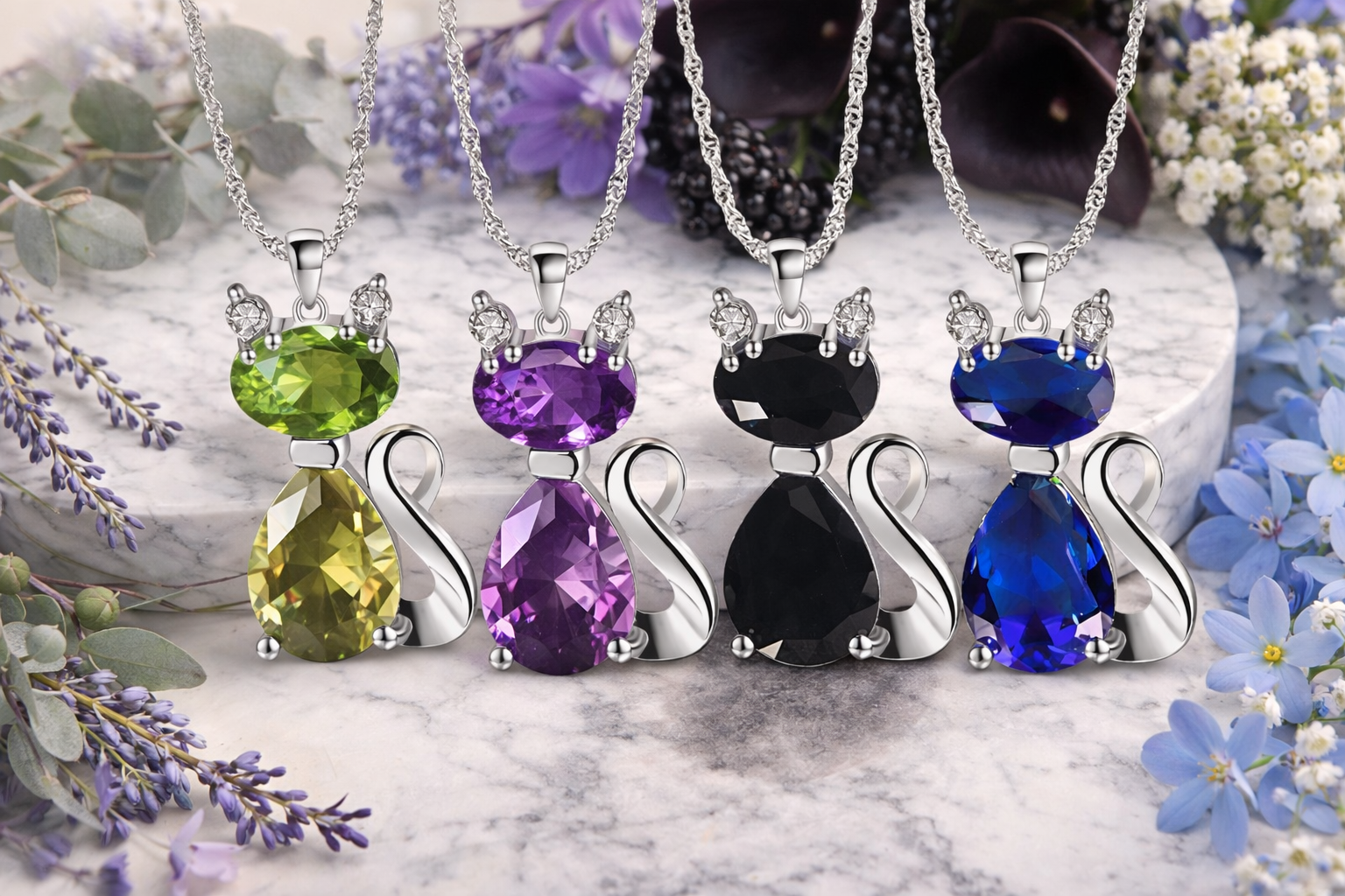 Cat Pendant Necklace – Sterling Silver Style Animal Jewellery