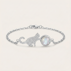 Moonstone Cat Bracelet - Sweet Cat Silver Jewelry
