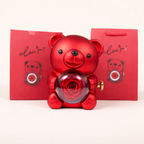 Rotating Bear with Real Preserved Rose – Elegant Gift for Every Occasion