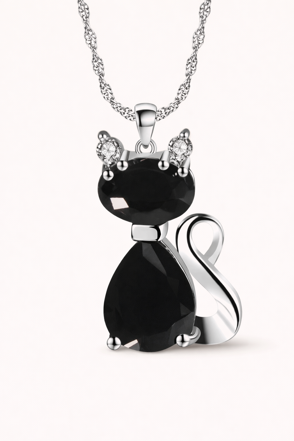 Cat Pendant Necklace – Sterling Silver Style Animal Jewellery