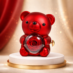 Rotating Bear with Real Preserved Rose – Elegant Gift for Every Occasion