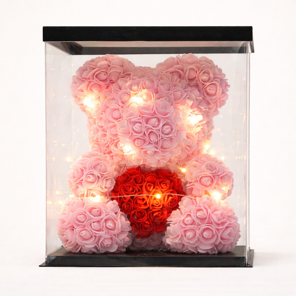 Luxury Rose Bear – Heart & Crown Edition