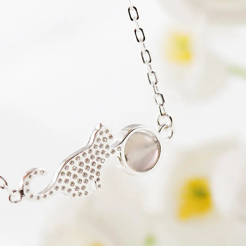 Moonstone Cat Bracelet - Sweet Cat Silver Jewelry