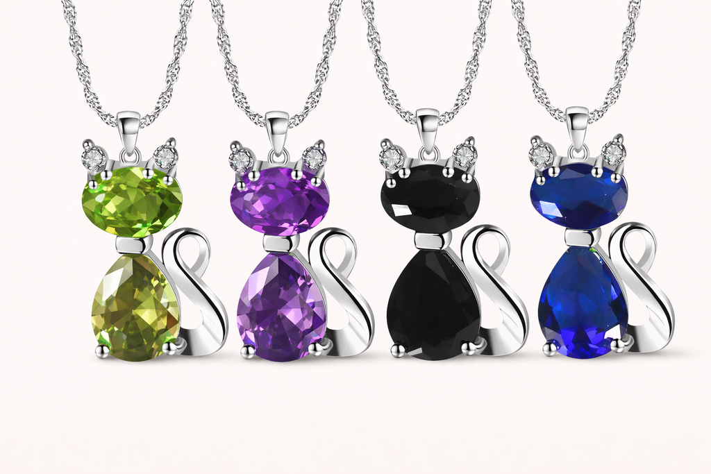 Cat Pendant Necklace – Sterling Silver Style Animal Jewellery