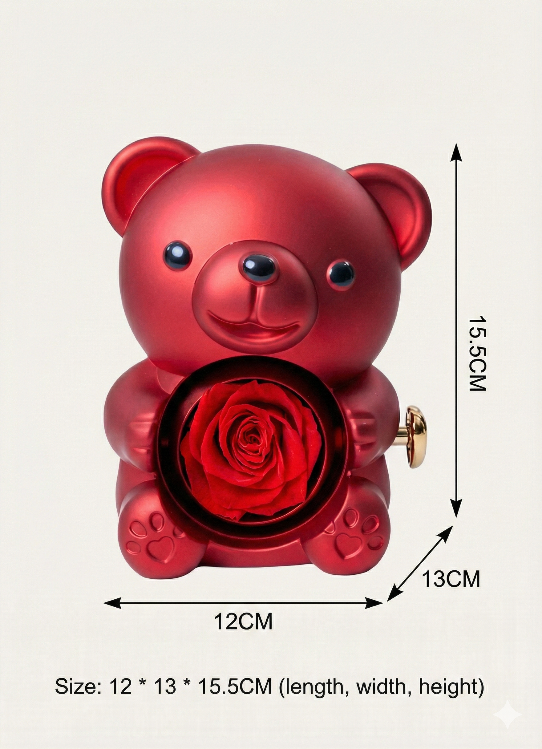 Rotating Bear with Real Preserved Rose – Elegant Gift for Every Occasion