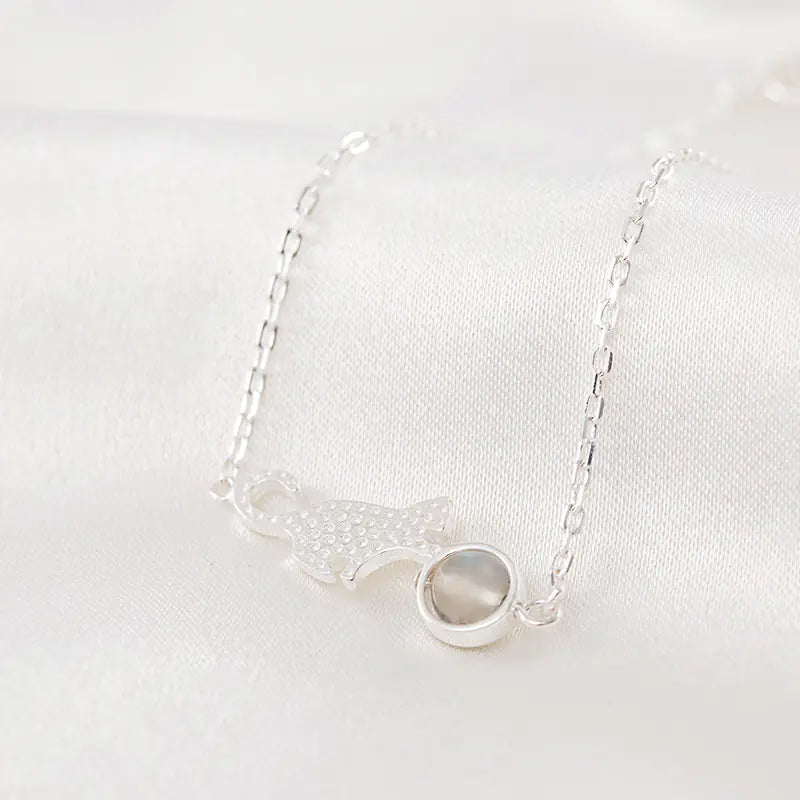 Moonstone Cat Bracelet - Sweet Cat Silver Jewelry