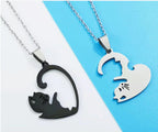 Trendy Couple Cat Necklace - Titanium Steel Puzzle Pendant