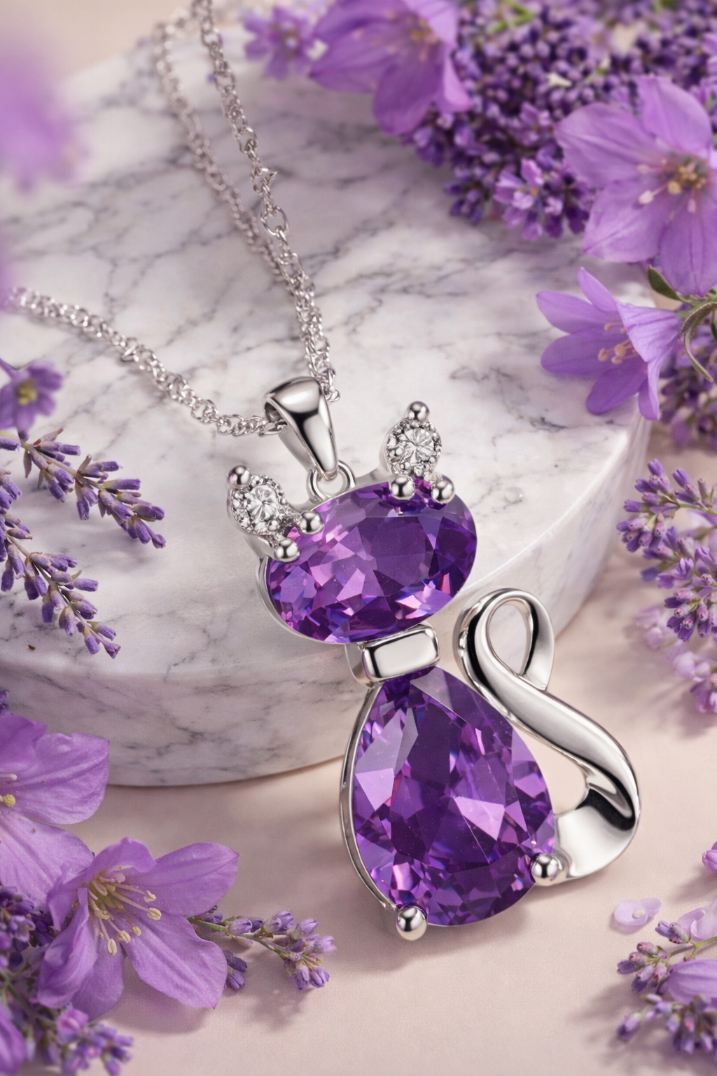 Cat Pendant Necklace – Sterling Silver Style Animal Jewellery