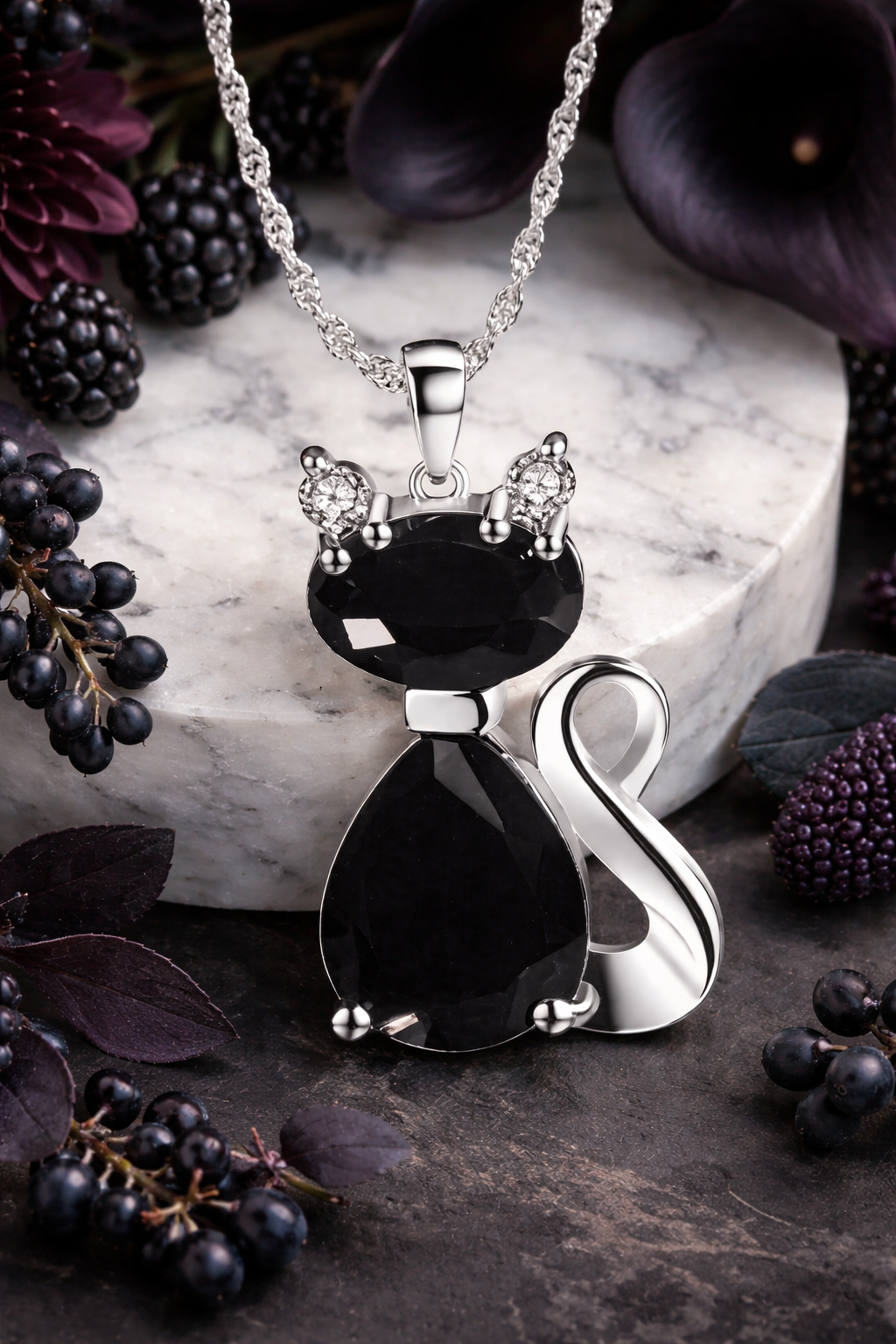 Cat Pendant Necklace – Sterling Silver Style Animal Jewellery
