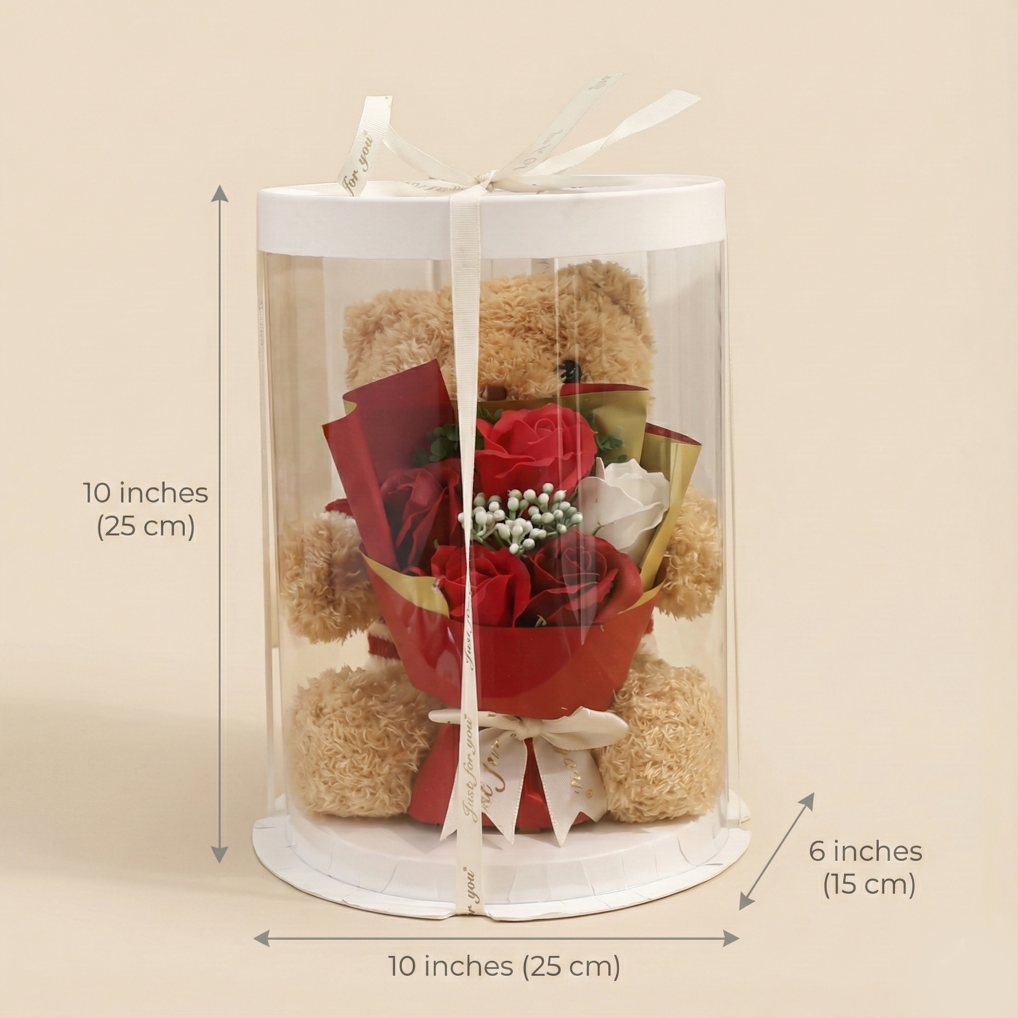 Bear Gift Box with Doll & Flower Arrangement – Decorative Gift Set