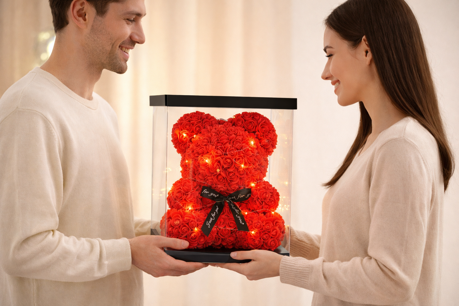 Luxury Rose Bear – Heart & Crown Edition