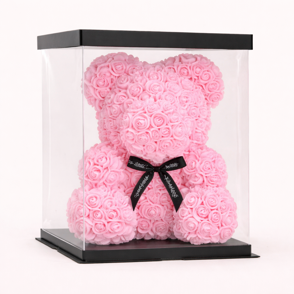 Luxury Rose Bear – Heart & Crown Edition