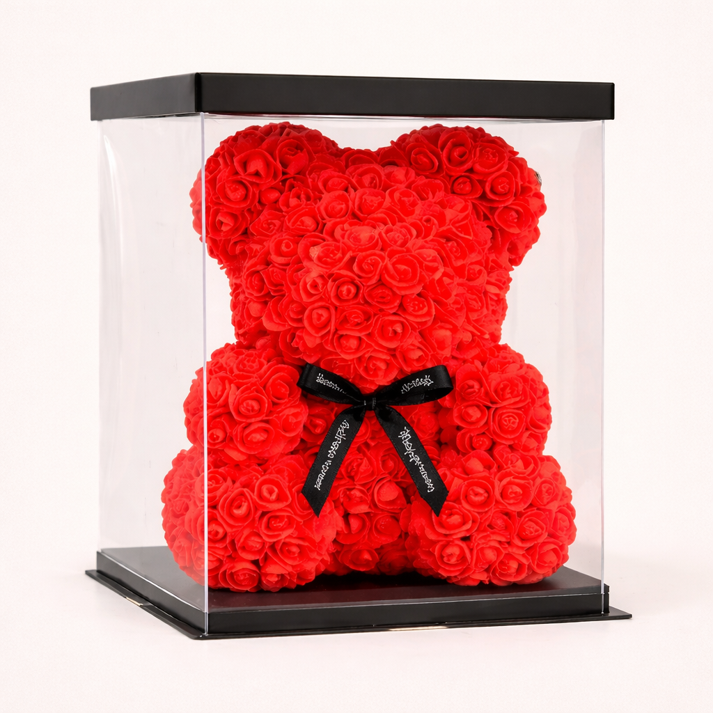 Luxury Rose Bear – Heart & Crown Edition