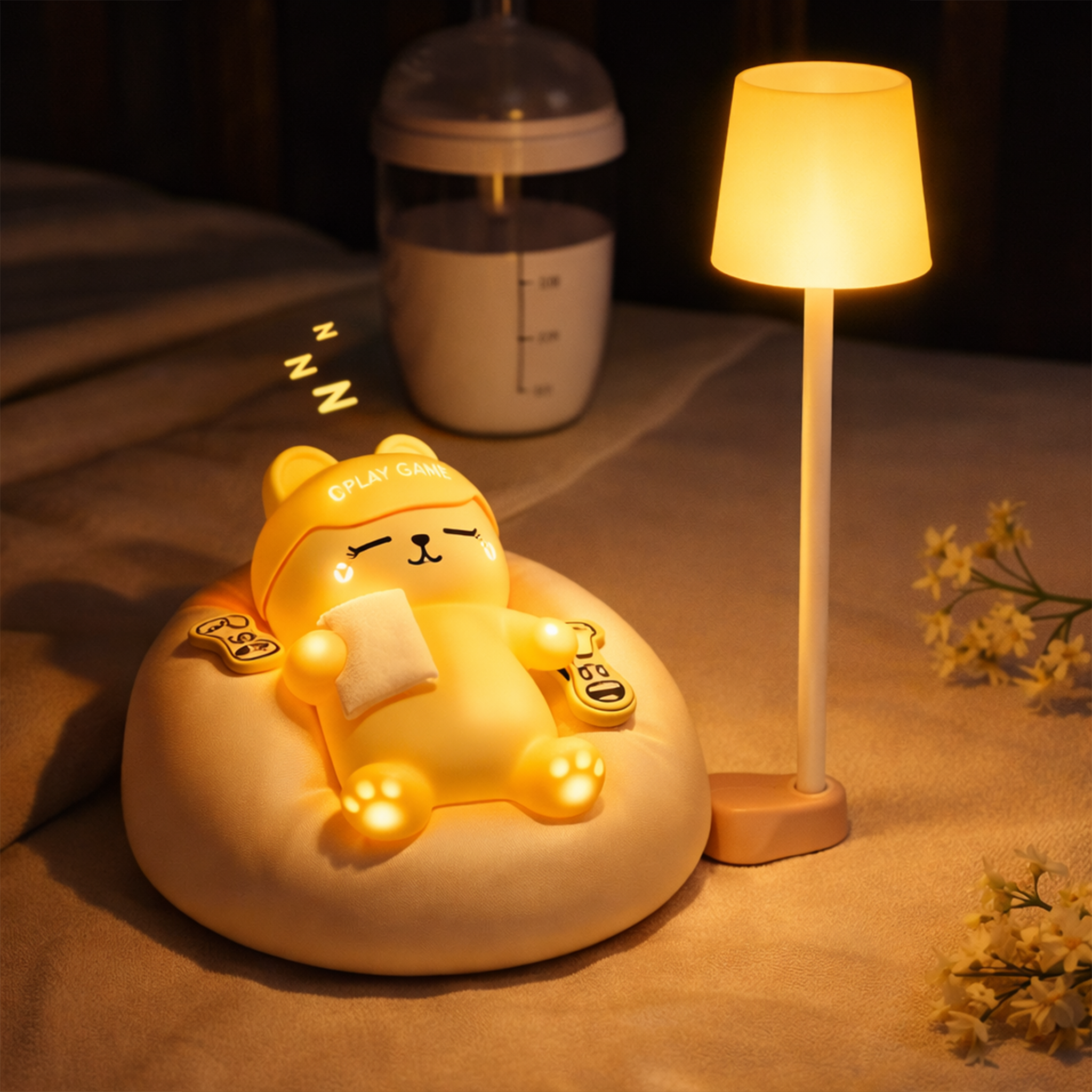 Cute Cat Night Light – Rechargeable LED Bedside Lamp