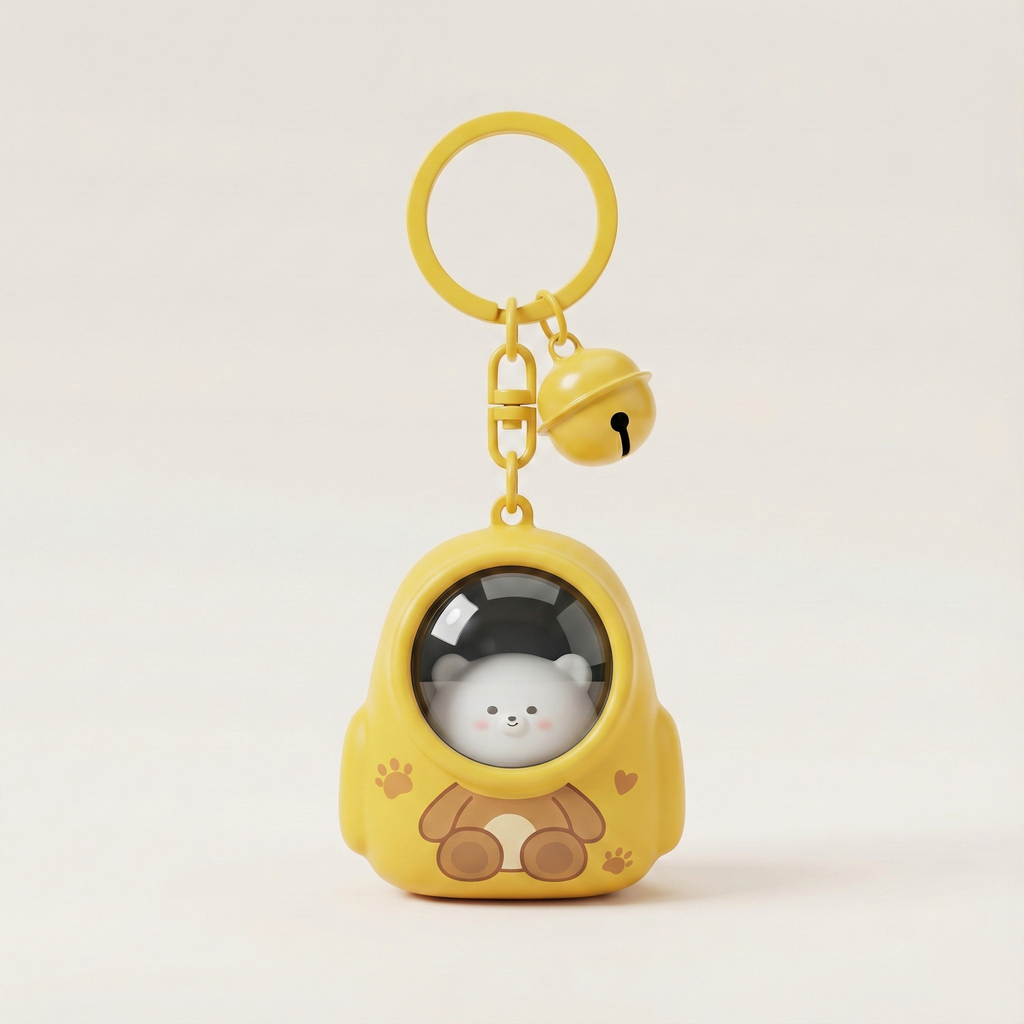 Kawaii Bear Backpack Keychain – Cute Capsule Charm with Bell
